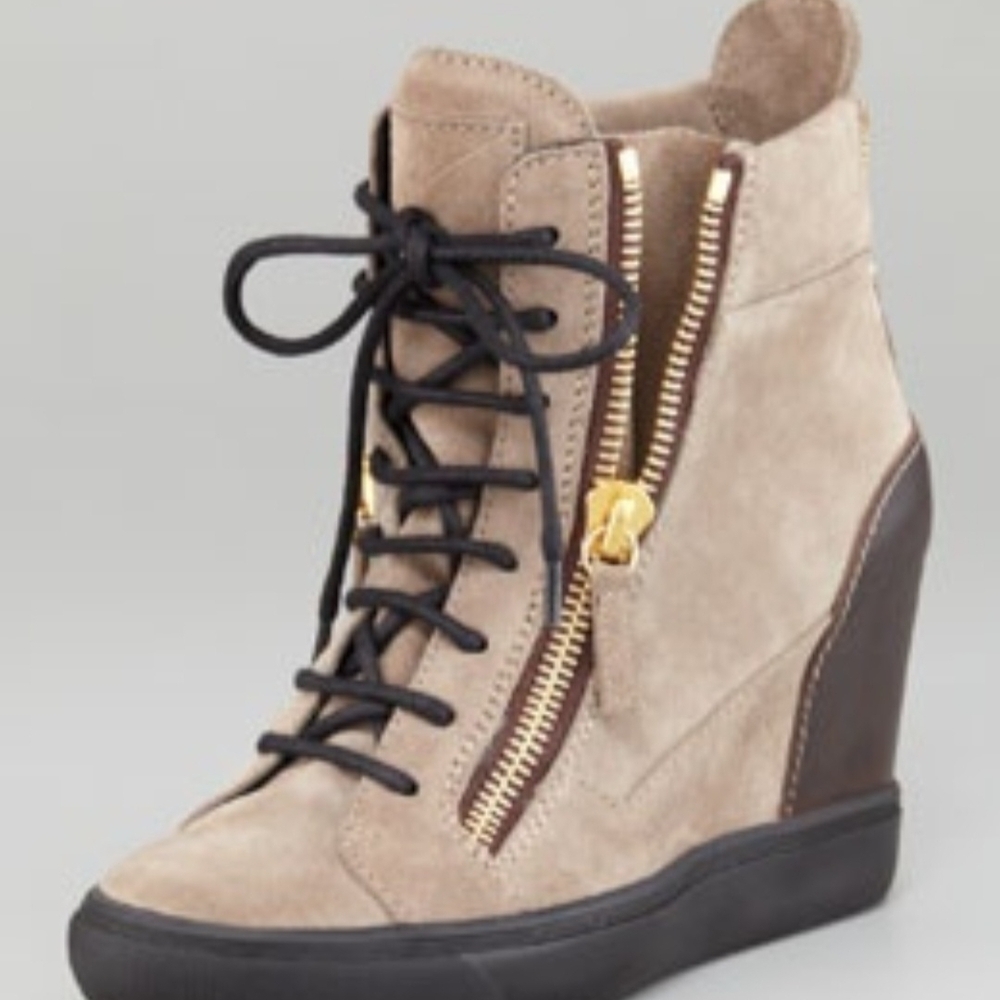 Stylish Tan and Brown Women's Wedge Sneakers